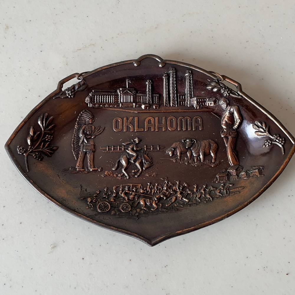 Copper Oklahoma Wall Plaque Souvenir Vintage Retro Collectible